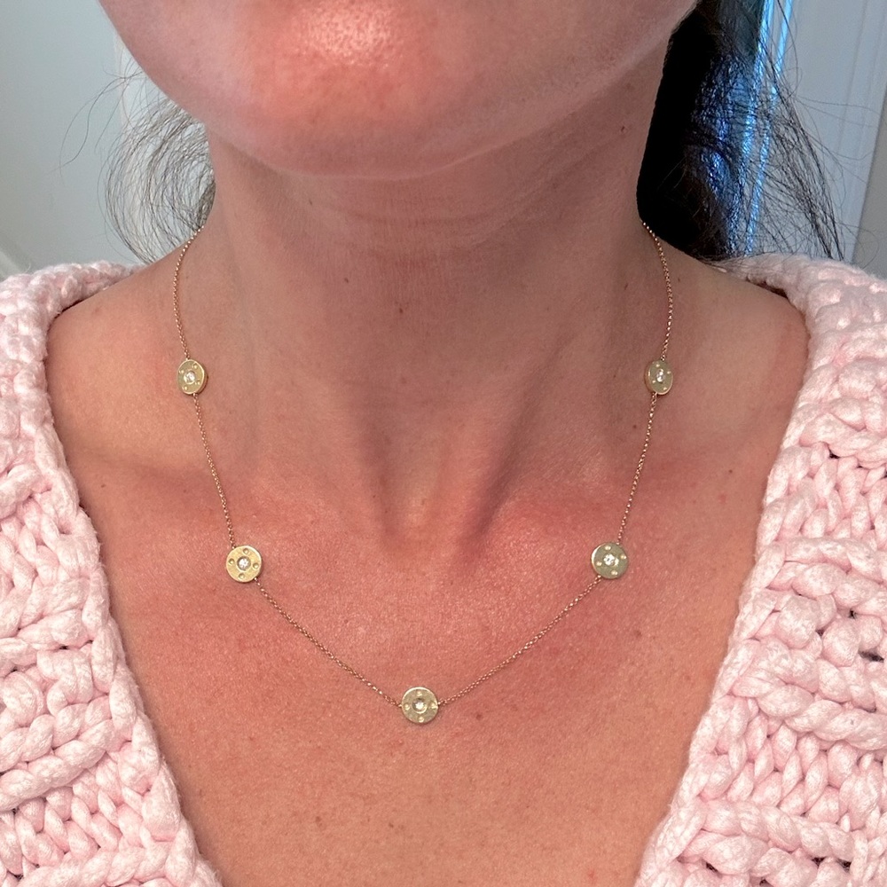 ROBERTO COIN 18Kt YG POIS MOI DIAMOND BY THE YARD NECKLACE.